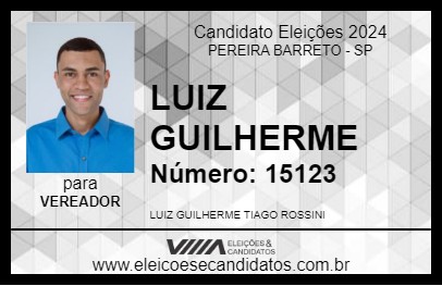 Candidato LUIZ GUILHERME 2024 - PEREIRA BARRETO - Eleições