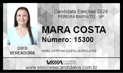 Candidato MARA COSTA 2024 - PEREIRA BARRETO - Eleições