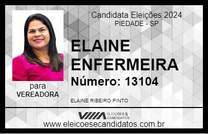 Candidato ELAINE ENFERMEIRA 2024 - PIEDADE - Eleições