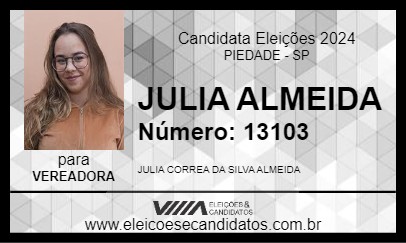 Candidato JULIA ALMEIDA 2024 - PIEDADE - Eleições