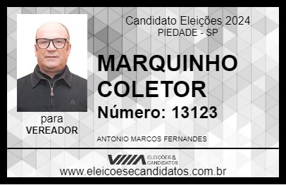 Candidato MARQUINHO COLETOR 2024 - PIEDADE - Eleições