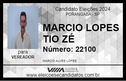 Candidato MARCIO LOPES TIO ZÉ 2024 - PORANGABA - Eleições