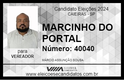 Candidato MARCINHO DO PORTAL 2024 - CAIEIRAS - Eleições