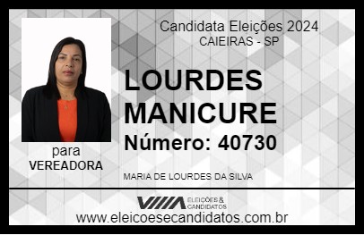 Candidato LOURDES MANICURE 2024 - CAIEIRAS - Eleições