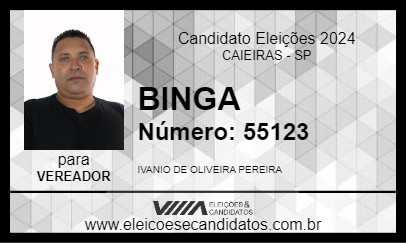 Candidato BINGA 2024 - CAIEIRAS - Eleições