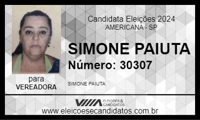 Candidato SIMONE PAIUTA 2024 - AMERICANA - Eleições