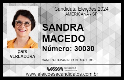 Candidato SANDRA MACEDO 2024 - AMERICANA - Eleições