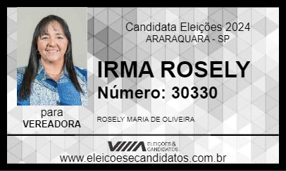 Candidato IRMA ROSELY 2024 - ARARAQUARA - Eleições