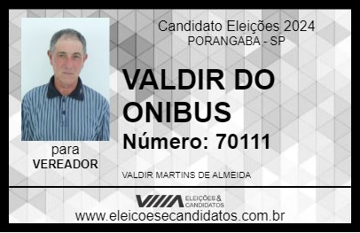 Candidato VALDIR DO ONIBUS 2024 - PORANGABA - Eleições