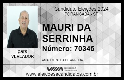 Candidato MAURI DA SERRINHA 2024 - PORANGABA - Eleições