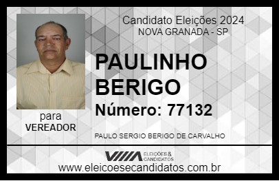 Candidato PAULINHO BERIGO 2024 - NOVA GRANADA - Eleições