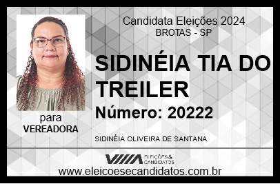 Candidato SIDINÉIA TIA DO TREILER 2024 - BROTAS - Eleições