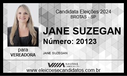 Candidato JANE SUZEGAN 2024 - BROTAS - Eleições