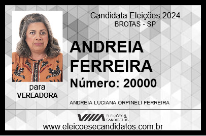 Candidato ANDREIA FERREIRA 2024 - BROTAS - Eleições