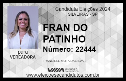 Candidato FRAN DO PATINHO 2024 - SILVEIRAS - Eleições