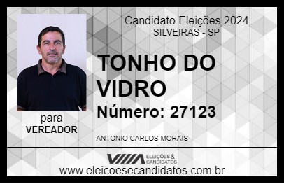 Candidato TONHO DO VIDRO 2024 - SILVEIRAS - Eleições