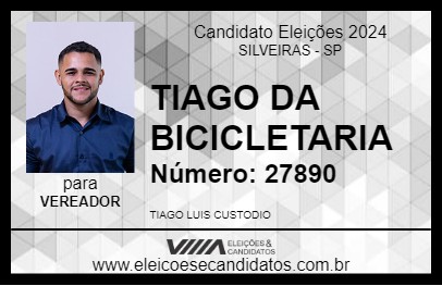 Candidato TIAGO DA BICICLETARIA 2024 - SILVEIRAS - Eleições