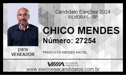 Candidato CHICO MENDES 2024 - SILVEIRAS - Eleições