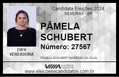 Candidato PÂMELA SCHUBERT 2024 - SILVEIRAS - Eleições