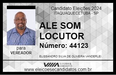 Candidato ALE SOM LOCUTOR 2024 - ITAQUAQUECETUBA - Eleições