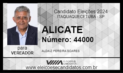 Candidato ALICATE 2024 - ITAQUAQUECETUBA - Eleições