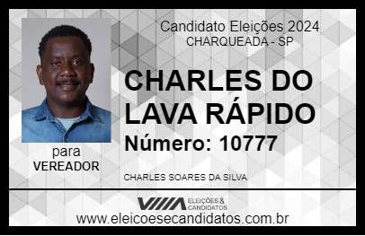 Candidato CHARLES DO LAVA RÁPIDO 2024 - CHARQUEADA - Eleições