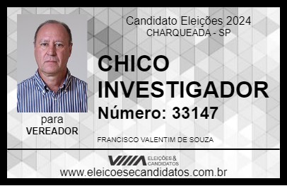 Candidato CHICO INVESTIGADOR 2024 - CHARQUEADA - Eleições