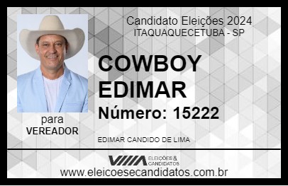 Candidato COWBOY EDIMAR 2024 - ITAQUAQUECETUBA - Eleições