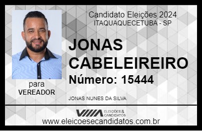 Candidato JONAS CABELEIREIRO 2024 - ITAQUAQUECETUBA - Eleições