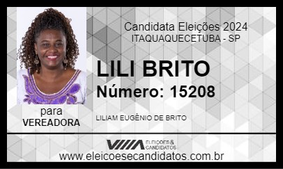 Candidato LILI BRITO 2024 - ITAQUAQUECETUBA - Eleições