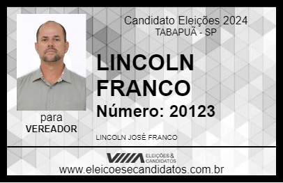 Candidato LINCOLN FRANCO 2024 - TABAPUÃ - Eleições