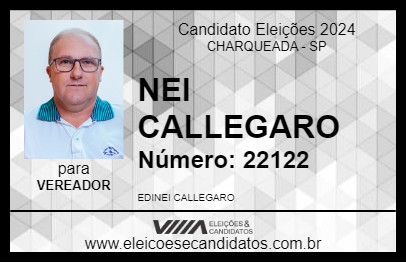 Candidato NEI CALLEGARO 2024 - CHARQUEADA - Eleições