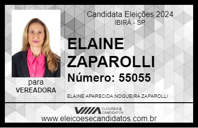 Candidato ELAINE ZAPAROLLI 2024 - IBIRÁ - Eleições