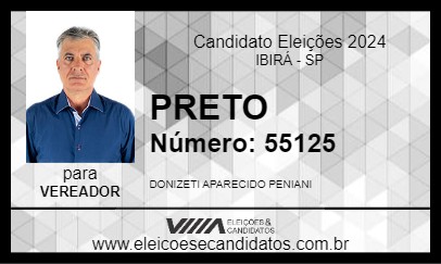 Candidato PRETO 2024 - IBIRÁ - Eleições