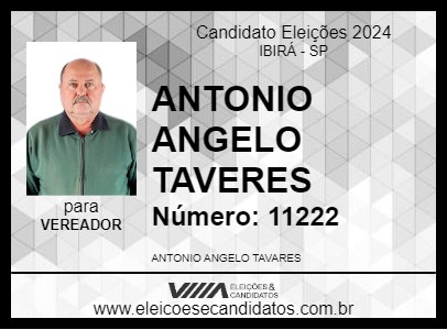 Candidato ANTONIO ANGELO TAVARES 2024 - IBIRÁ - Eleições