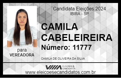 Candidato CAMILA CABELEIREIRA 2024 - IBIRÁ - Eleições