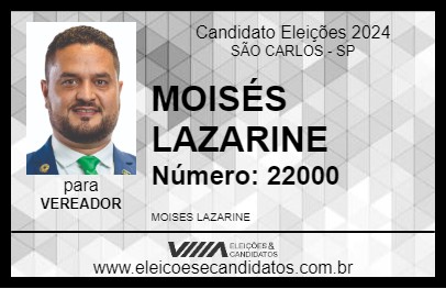 Candidato MOISÉS LAZARINE 2024 - SÃO CARLOS - Eleições