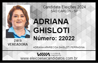 Candidato ADRIANA GHISLOTI 2024 - SÃO CARLOS - Eleições