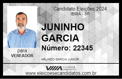 Candidato JUNINHO GARCIA 2024 - IBIRÁ - Eleições