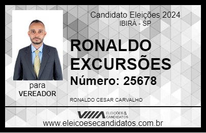 Candidato RONALDO EXCURSÕES 2024 - IBIRÁ - Eleições