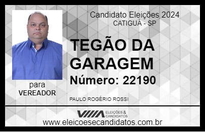 Candidato TEGÃO DA GARAGEM 2024 - CATIGUÁ - Eleições