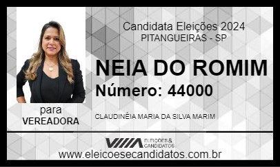 Candidato NEIA DO ROMIM 2024 - PITANGUEIRAS - Eleições