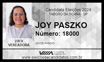 Candidato JOY PASZKO 2024 - TABOÃO DA SERRA - Eleições