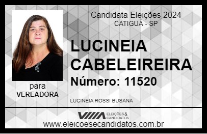 Candidato LUCINEIA CABELEIREIRA 2024 - CATIGUÁ - Eleições