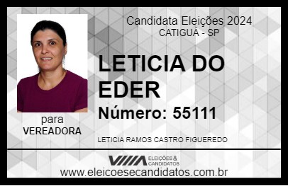 Candidato LETICIA DO EDER 2024 - CATIGUÁ - Eleições