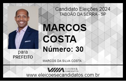 Candidato MARCOS COSTA 2024 - TABOÃO DA SERRA - Eleições