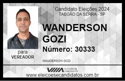 Candidato WANDERSON GOZI 2024 - TABOÃO DA SERRA - Eleições