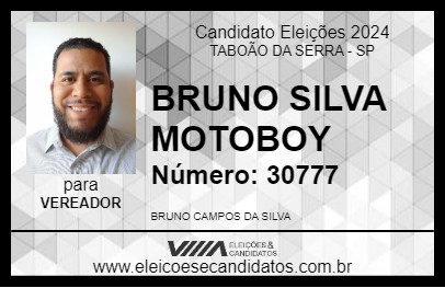 Candidato BRUNO SILVA MOTOBOY 2024 - TABOÃO DA SERRA - Eleições