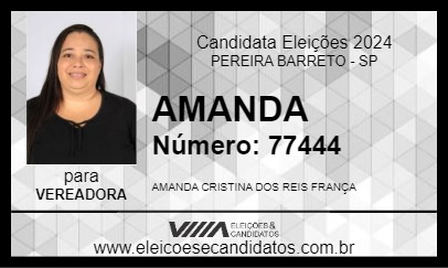 Candidato AMANDA 2024 - PEREIRA BARRETO - Eleições