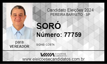 Candidato SORÓ 2024 - PEREIRA BARRETO - Eleições